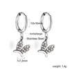 Spiral Planet Earrings Design Mushroom U-Shaped Fishtail with White Diamond Ear Buckle Stainless Steel Earrings