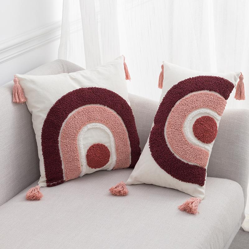 Скандинавская подушка Ins, тафтинговая подушка с кисточками, подушка для гостиной, дивана, поясная наволочка