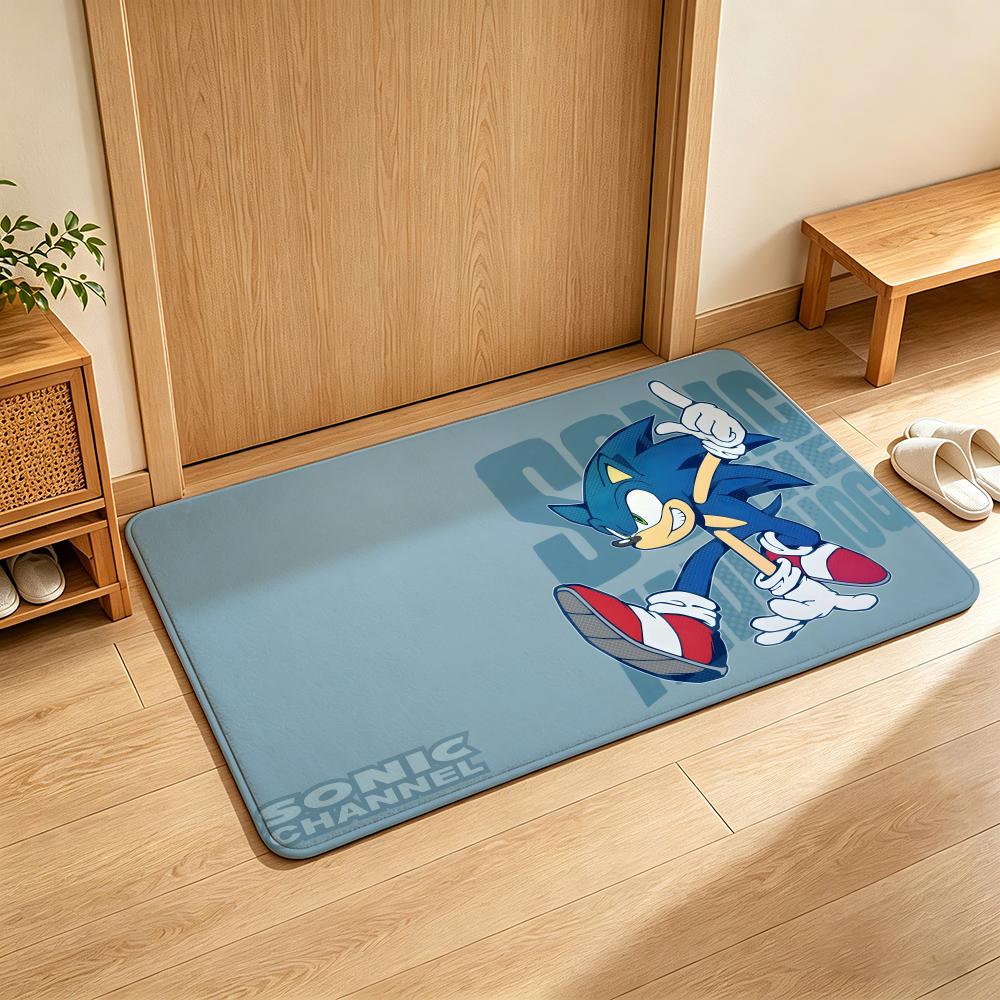 Game S-Sonic T-the H-Hedgehog Floor Mat Soft Flannel Floor Mat Suitable for Entryways, Living Rooms, Bedrooms, and Bathrooms