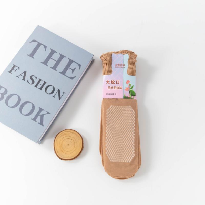 5/10 Pairs Women's Upgraded Ruffled Socks Cotton Soled Massage Socks Ultra-Thin Non-Slip Anti-Snatch Mid-calf Socks Lot