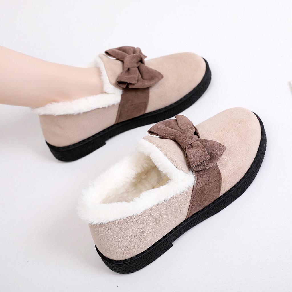 One-pedal Cotton Shoes Women's Velvet Thickened Warm Snow Boots Short Student Winter Women's Shoes Mother Middle-aged and Elderly Short Boots