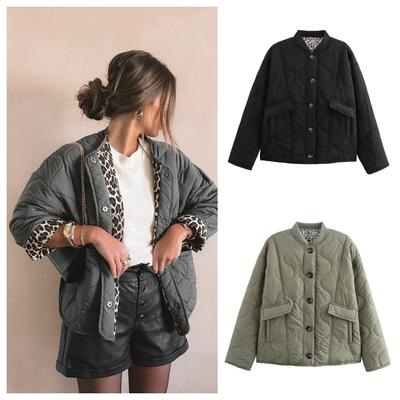 Стеганая однобортная хлопковая куртка с леопардовым принтом, женская новая зимняя модная повседневная куртка из хлопка в стиле ретро