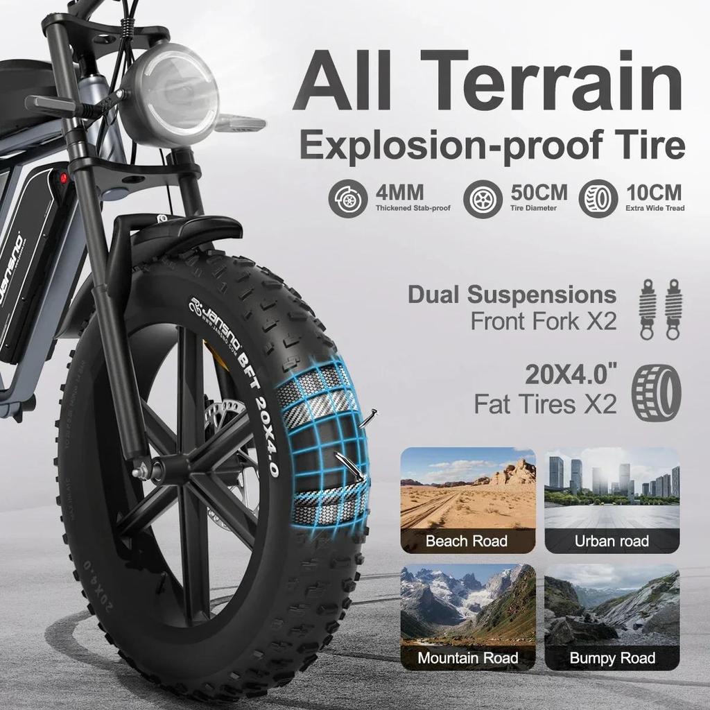 EBike x70 750W Dual Lithium Battery 34AH Long Range 40KM/H 20*4Fat Tire Electric Bike Mountain Electric Bicycle E-motorcycle