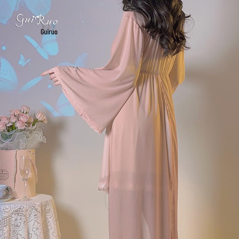 Элегантная ночная сорочка на косточках с нагрудными вкладышами и комплект с халатом для женщин