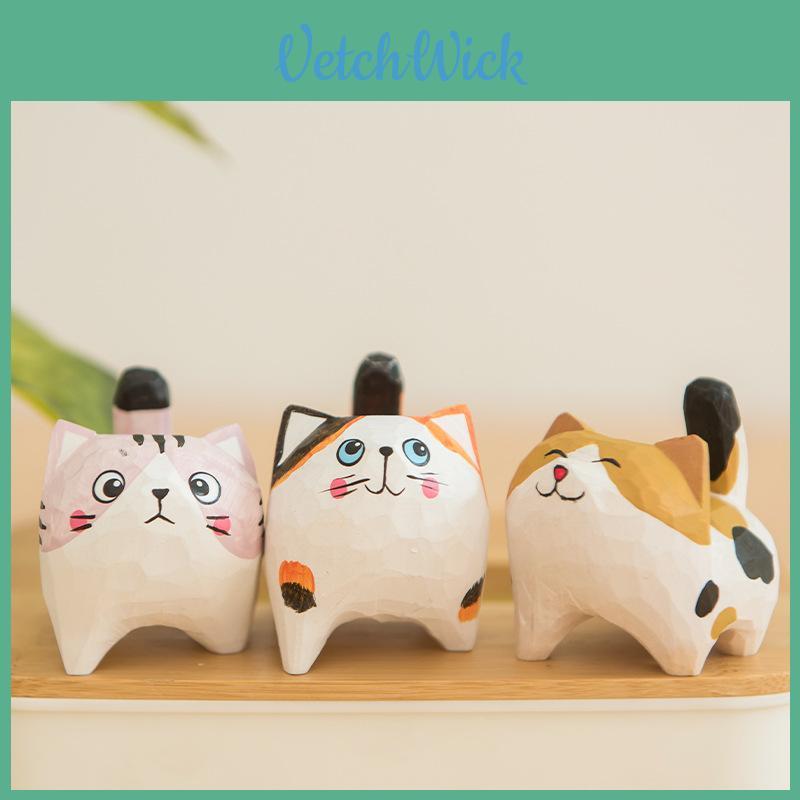 Деревянная фигурка кошки, поделка, декор для дома и офиса, подарок для любителей кошек