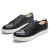 Men'S Casual Leather Shoes Leather Flat-Bottomed Comfortable Board Shoes Blue Black Daily Versatile Men'S Shoes