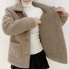 New Autumn Winter Sherpa Fleece Thick Puffer Coat Mom Style Long Outerwear Faux Leather Warm Coat Women