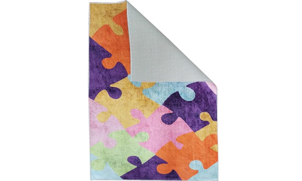 Tapis chambre enfant 100x160 cm Polyester Puzzle Multi