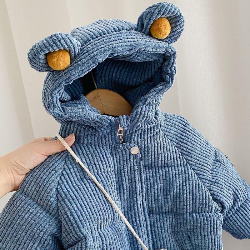 Одежда из плотного хлопка с капюшоном из мультфильмов для девочек. Осенняя и зимняя одежда из хлопка для девочек. Женское толстое пальто Treasure. Теплая детская одежда.