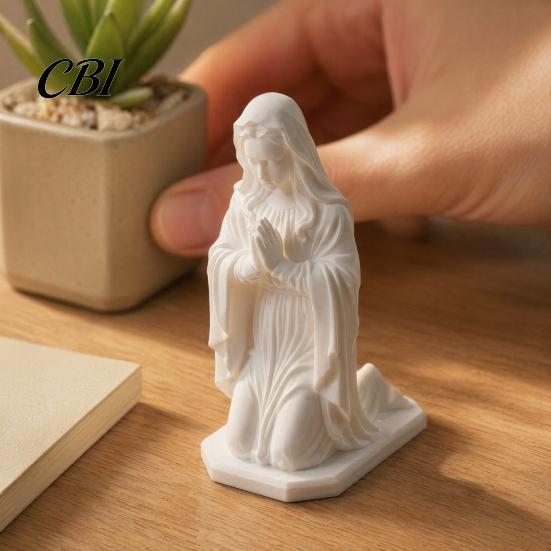 Compact Decorative Figurine Western Realistic Figure Ornament, 3D Printed Sculpture, Matte White Ornament Durable PLA Statue, Stable Hexagonal
