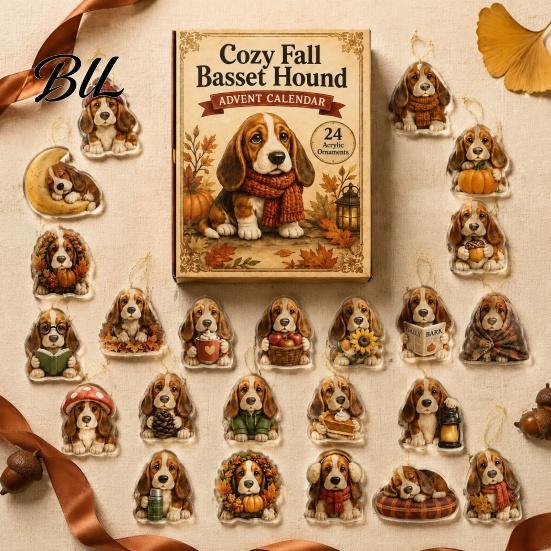 Dog Themed Hanging Charms 2026 Advent Calendar, 24-Days Christmas Countdown Calendar with 24 Festive Puppy Pet Lover Holiday Gifts Ornament,