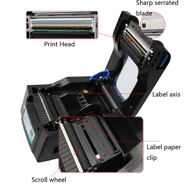 Xprinter XP-370B Принтер штрих-кодов Самоклеящийся принтер QR-кодов Бирка Одежды Термопринтер чеков(UK Plug)