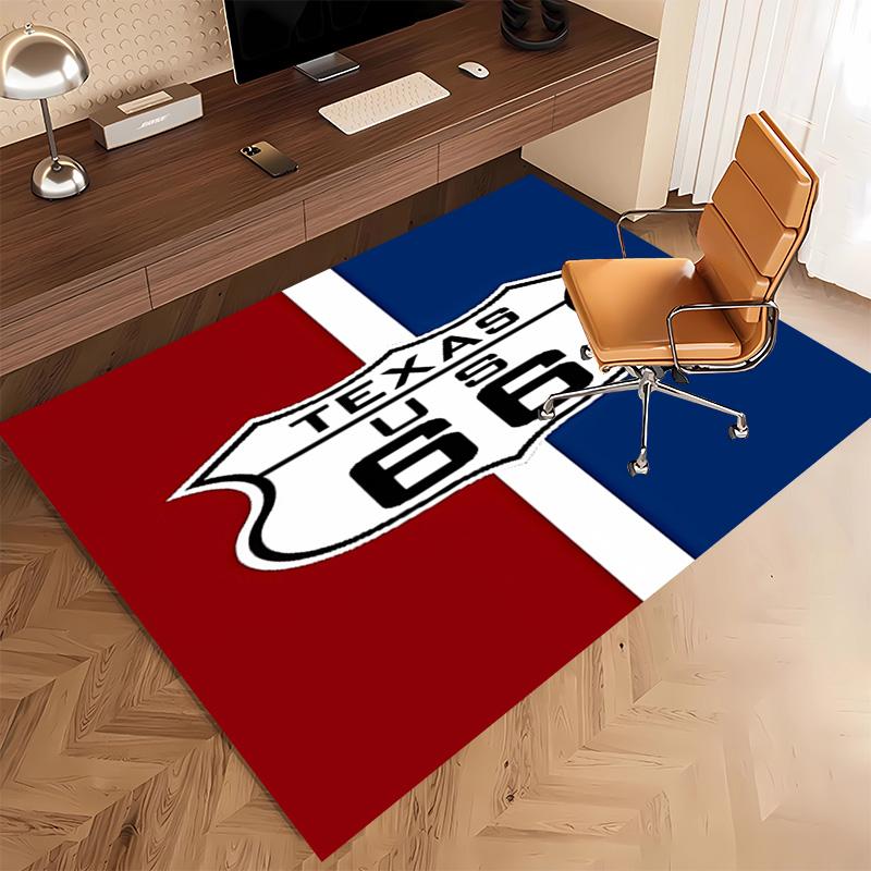 1pc U.S. Route 66 Print Area Rug - Soft, Washable Non-Slip Indoor Mat, Living Room, Home Office Decorative Rug,Office Decorative