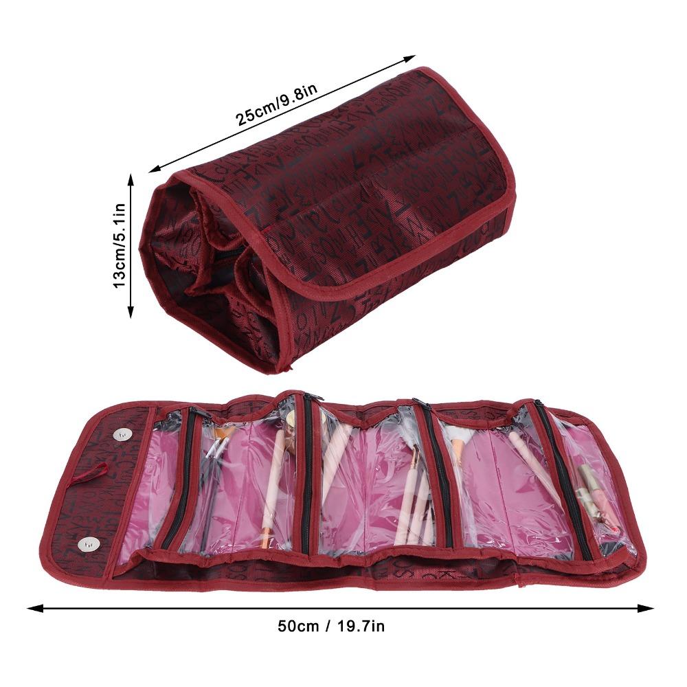 Polyester Cosmetic Bag Wine Red Black Foldable Makeup Bag Multi-Functional Multi-Compartment Makeup Storage Organizer Women Girl