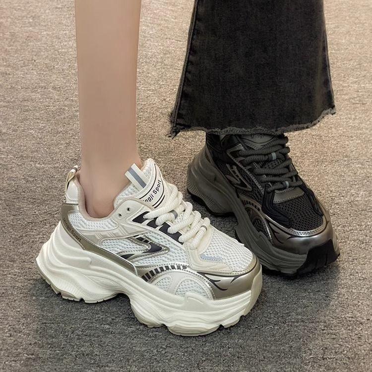 Дофаминовые ретро легкие кроссовки на платформе, увеличивающие рост, женские, весенние, новые, на мягкой подошве, маленькие, повседневные, кроссовки папы