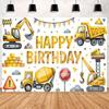 Photography Backdrop with Cartoon Excavator and Truck 08