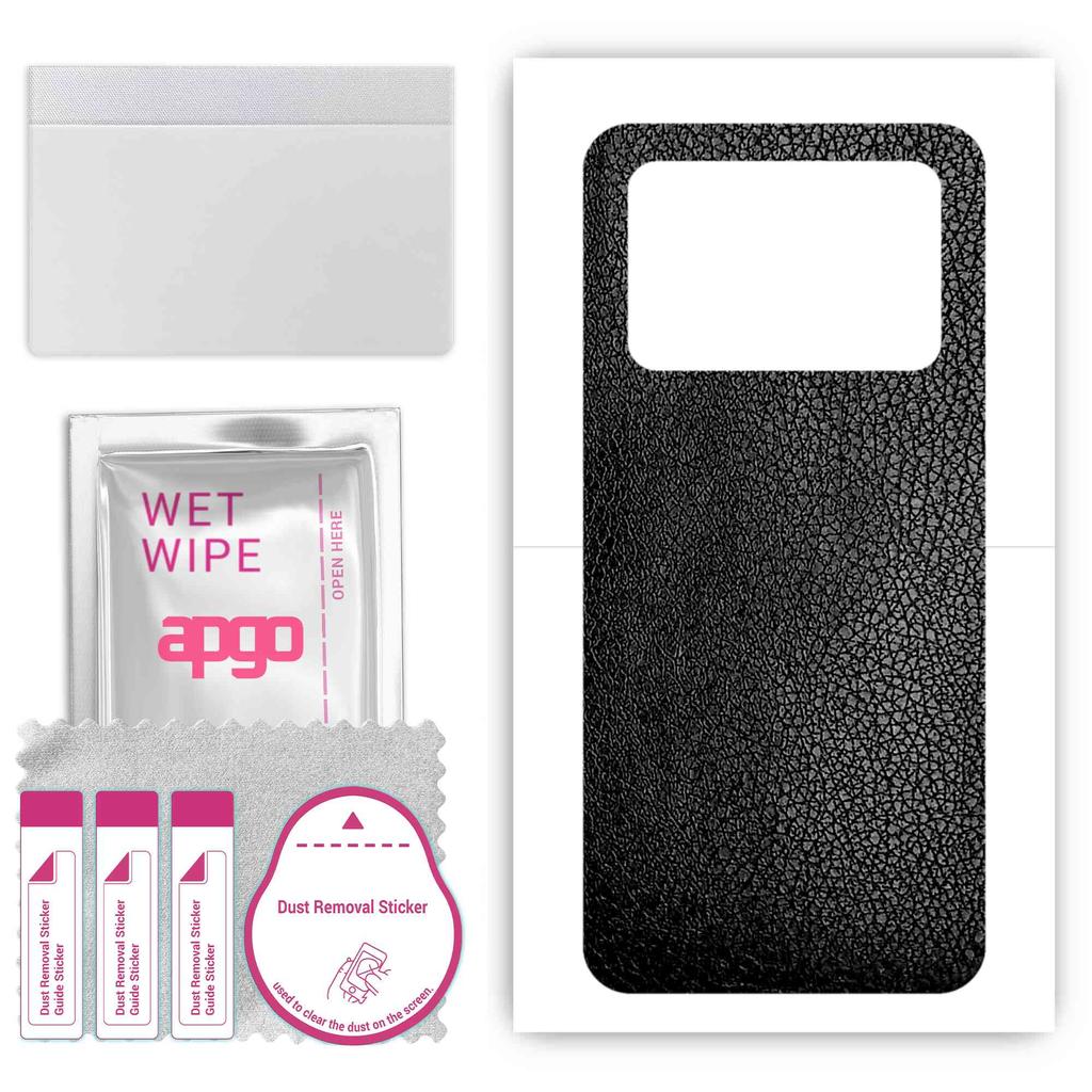 apgo Защитная наклейка-скин для задней панели, совместимая с Xiaomi Poco M4 5G, Пленка-обертка, Фольга, Винил - Узор Черная кожа