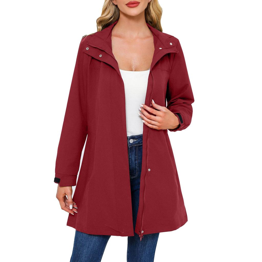 Женская модная ветровка с лацканами, однотонная повседневная куртка с длинным рукавом