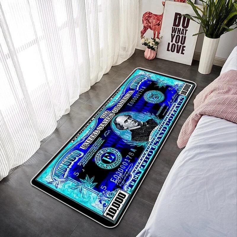 Креативный коврик для пола с принтом долларовой купюры, нескользящий ковер для спальни, гостиной, кухни, прихожей, прочный моющийся ковер, домашний декор