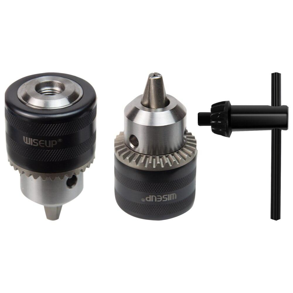 WISEUP 3/8"-24UNF 0.6-10mm Keyless Metal Drill Chuck,With Chuck Key,Convert Impact Driver Hammer and Wrench To Electric Drill