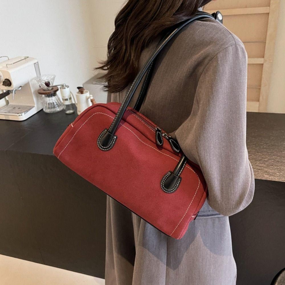 Aesthetic Faux Suede Bag Retro Single Shoulder Bag Fashion Underarm Bag Winter