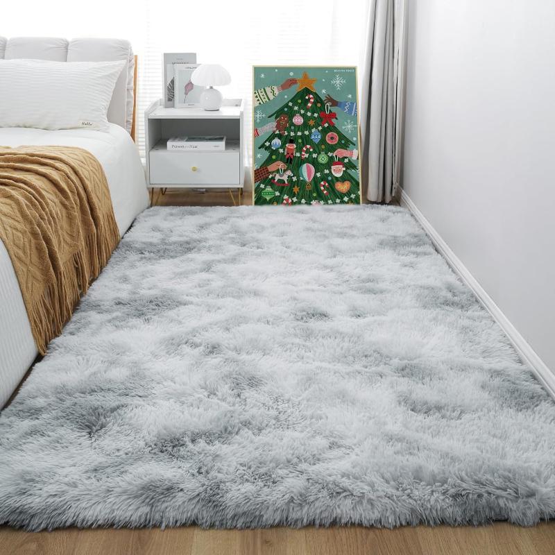 2027 Thick Area Rug Light Grey Fluffy Shag for Bedroom Ultra Soft Plush Fuzzy Washable Carpet for Living Room Dorm Nursery Shaggy Kids Baby Girls Boys