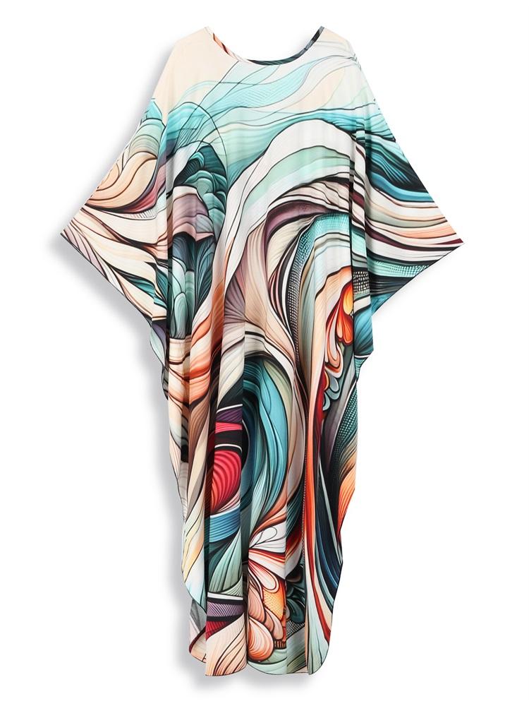 EDOLYNSA Сексуальное черное платье-кафтан большого размера с V-образным вырезом и рукавами «летучая мышь» для пляжа 2024 года, летняя пляжная одежда для отдыха, купальный костюм, накидка