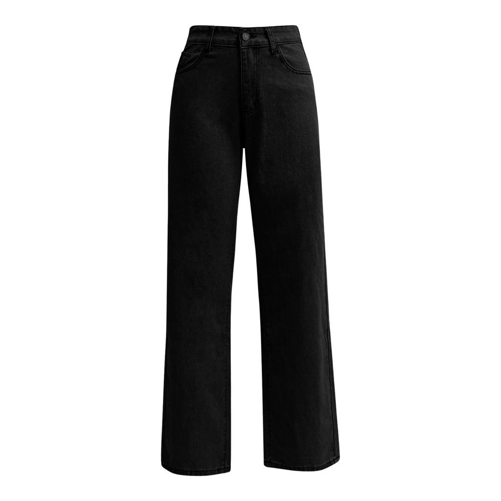 Women's High Waist Straight Leg Loose Casual Trousers Jeans