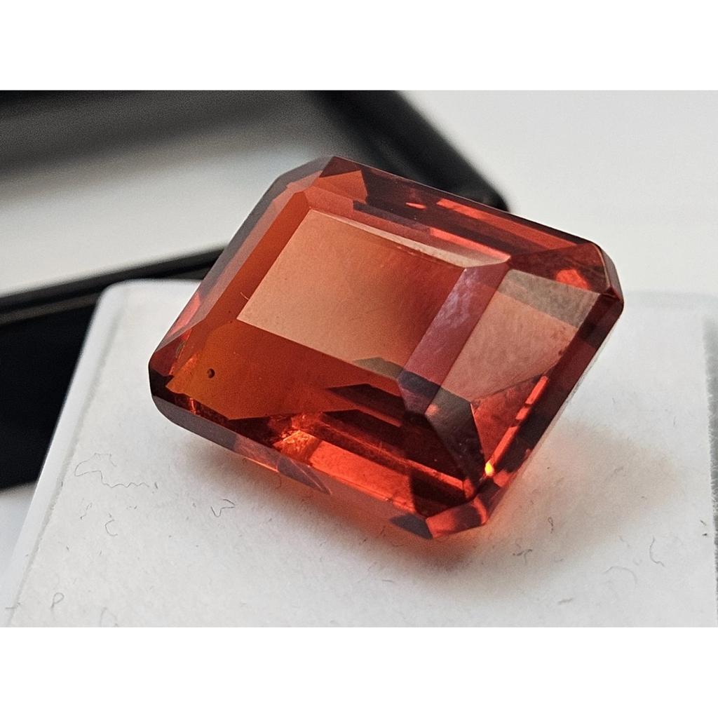 Fabulous Natural Sunset Color Hessonite 14-15 Ct Emerald Cut Certified Gemstone