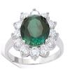 Silver Ring 'Victorina' Green White Silver (rhodium) - 20x18mm