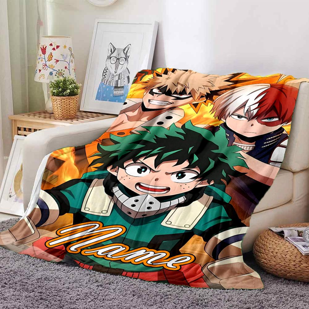 Custom Name My Hero Academia Theme Printed Blanket - Perfect for Couch, Bed, Travel & Outdoor Use | Machine Washable, Cozy & Durable.