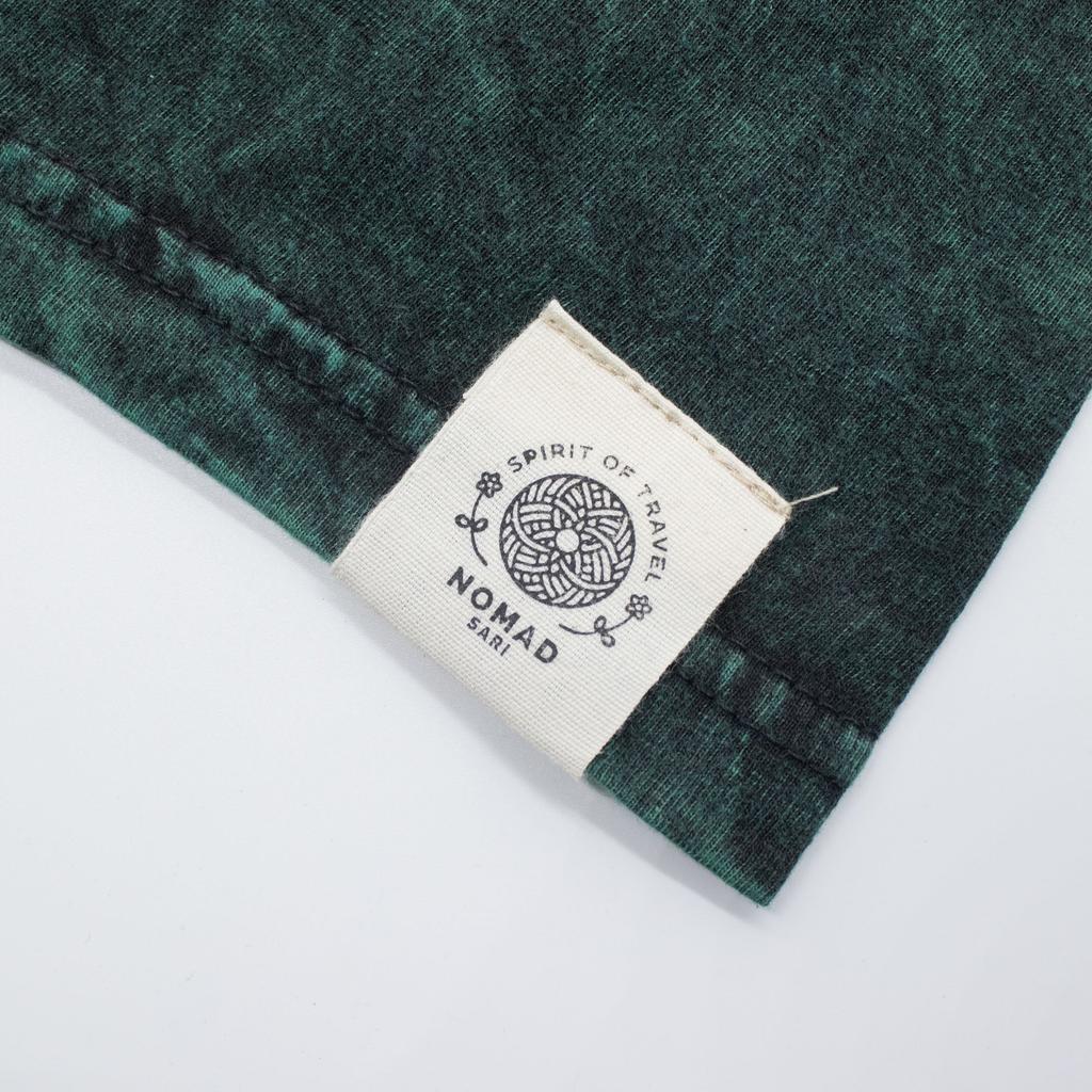 Nomad Sari Stonewashed Cotton T-Shirt - Tree of Life - Green - Large