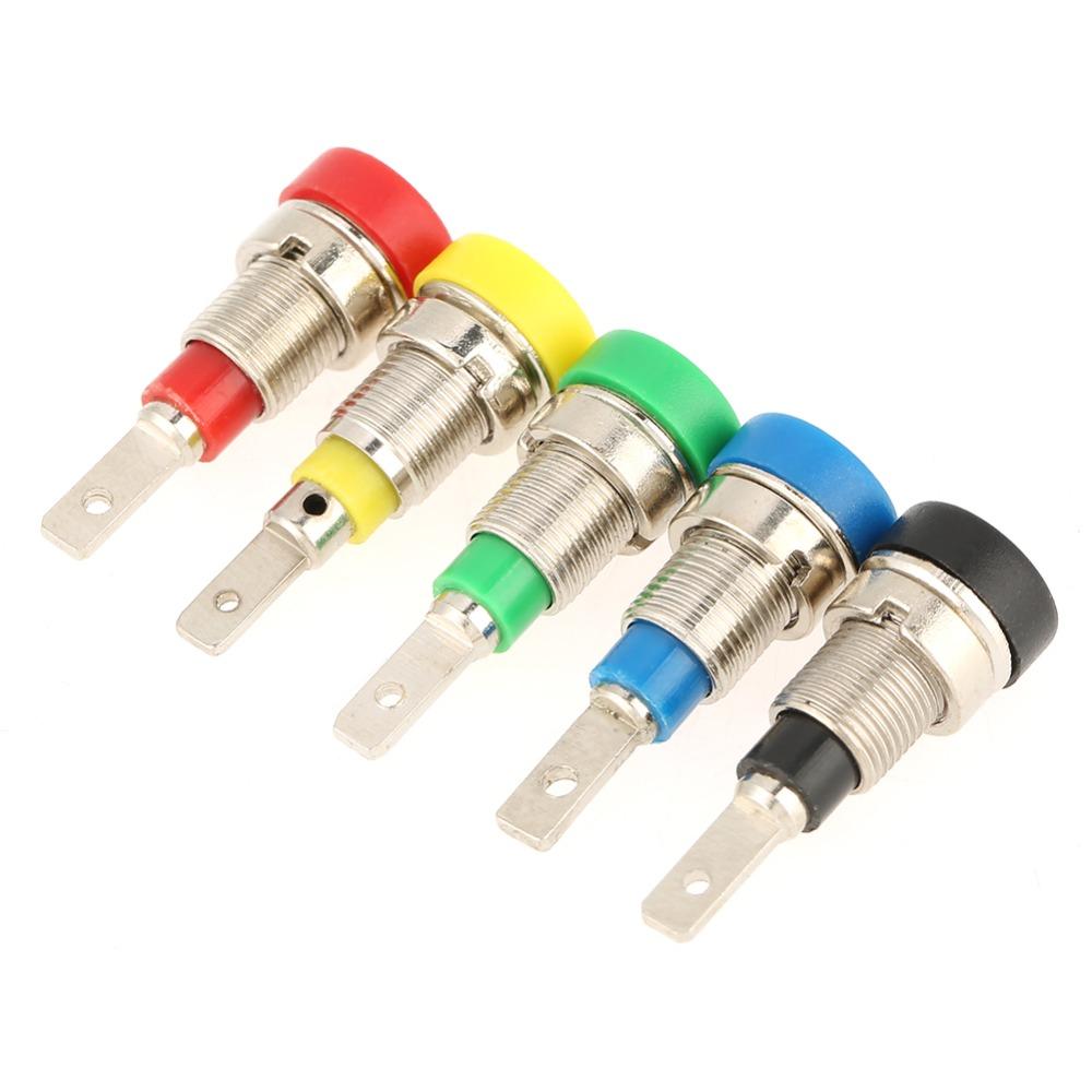 5 Pcs Copper Banana Socket 2 mm Panel Mount Socket Chassis Mount Binding Posts Test Equipment