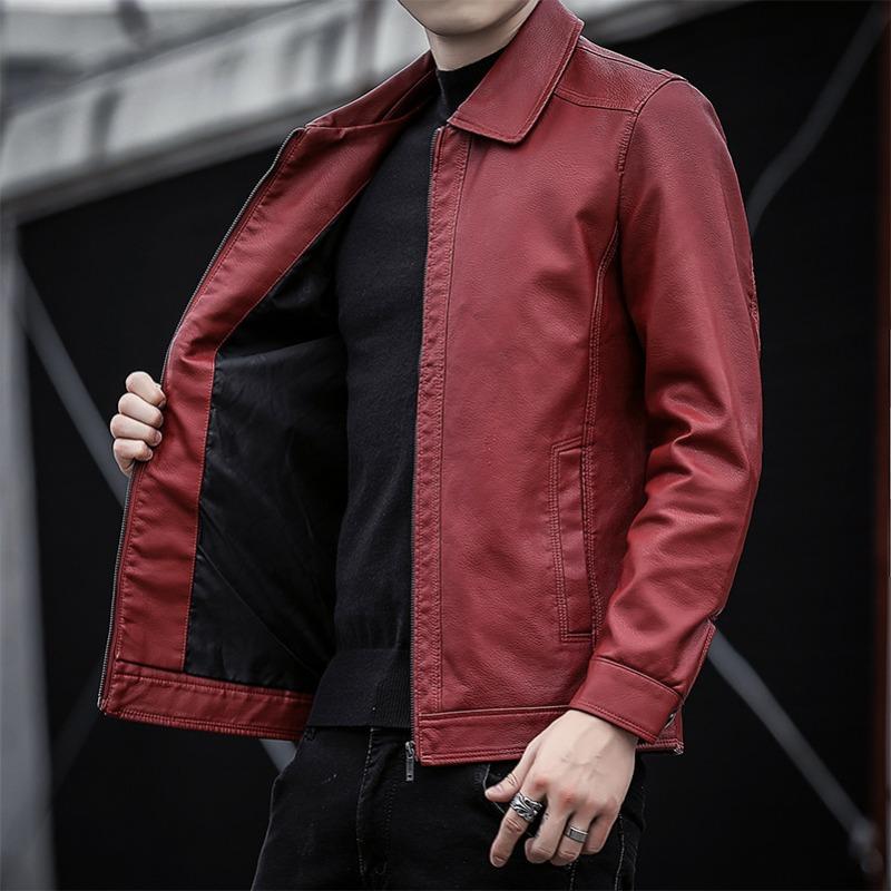 Мужская кожаная куртка весна и осень новая кожаная куртка среднего размера мужская куртка с лацканами из искусственной кожи деловая мужская одежда