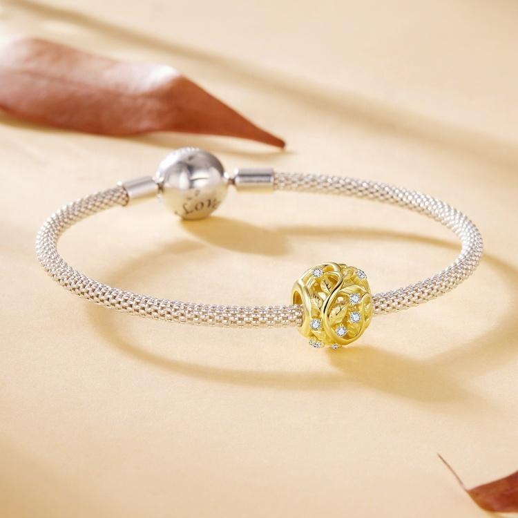 Leaf Joyeria Plata 925 Silver Gold Plated Zircon Charm Accessory Diy Jewelry Vintage Small Bracelet Beads Charms