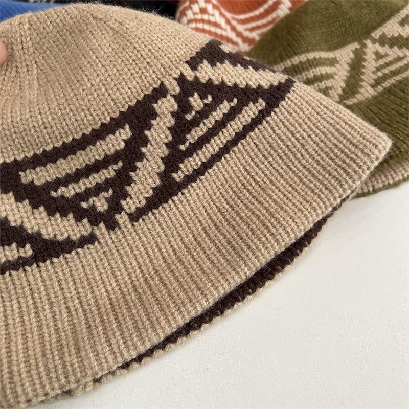 Fashion Commuter Milliner Autumn and Winter New Wool Knitted Bucket Hat Basin Hat Warm Bucket Hat