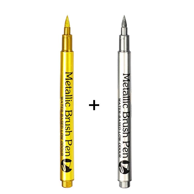 Золотисто-серебряный металлический маркер, водостойкая перманентная ручка-маркер для камня, кружки, керамики, стекла, принадлежности для самостоятельной покраски