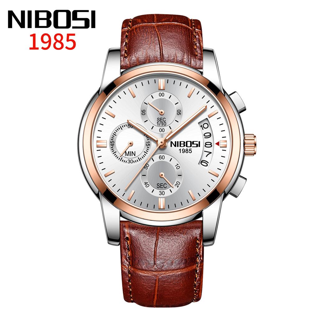 Часы NIBOSI Деловые мужские часы Многофункциональные шестиконтактные кварцевые часы