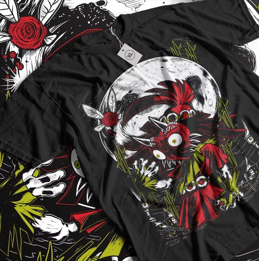 Majoras Mask T-shirt The Legend Of Zelda Graphic Print Anime Gift Shirt Black Unisex T-Shirt