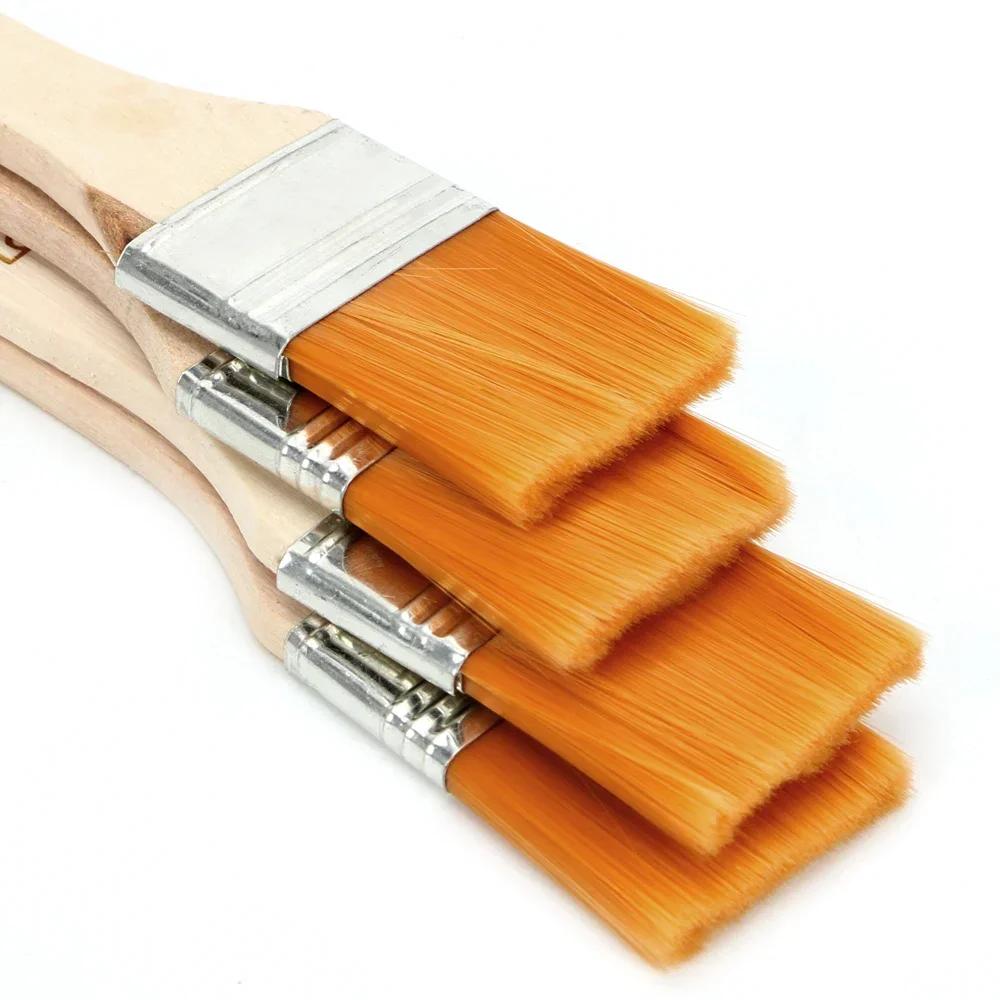 Набор 4 шт./набор кистей для рисования волос Акриловые краски Нейлоновая кисть для масляной краски Акварельная краска Рисование Художественные принадлежности Деревянные ручки