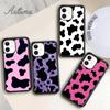 Floral Cow Phone Case for iPhone 11 12 13 14 Pro Max Mini X XR XS SE 2020 5 6S 7 8 Plus Samsung Galaxy S21 S22 Cover Shell