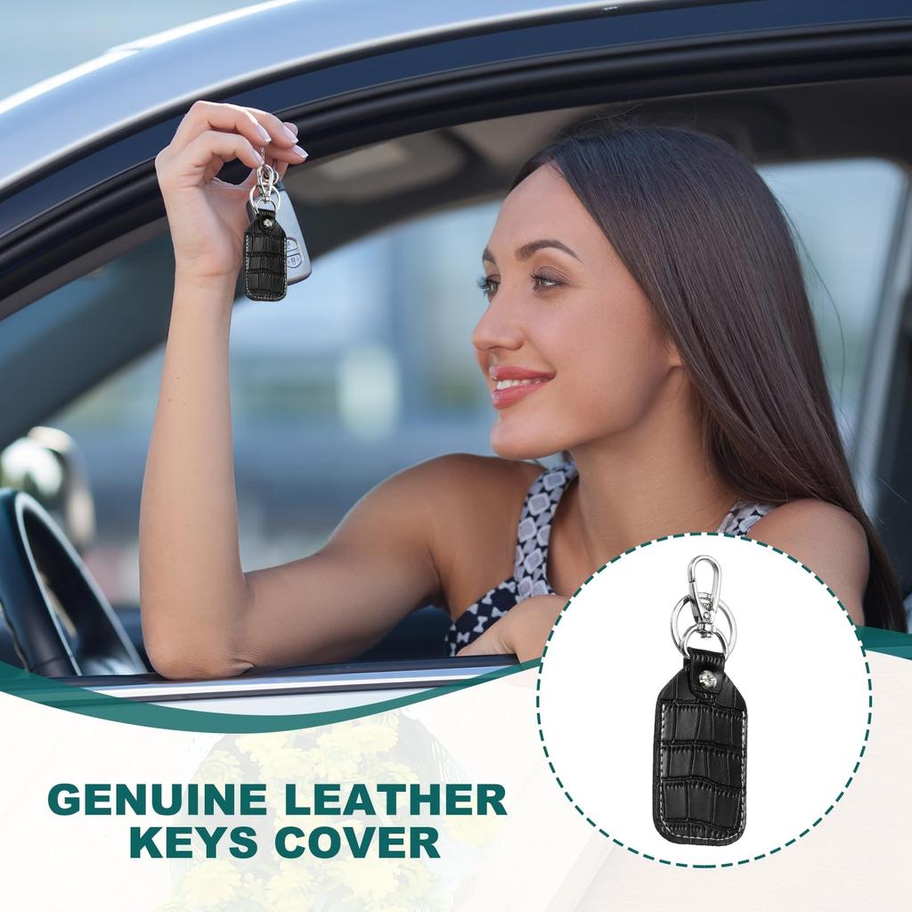 [PATIKIL] Leather Key Fob Key Cover RFID Key Fob Protector 1.57"x0.14" Black