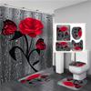 4 PCS Full Set Bathroom Set Shower Curtain Bath Non-Slip Floor Mat Carpet Home Bathroom