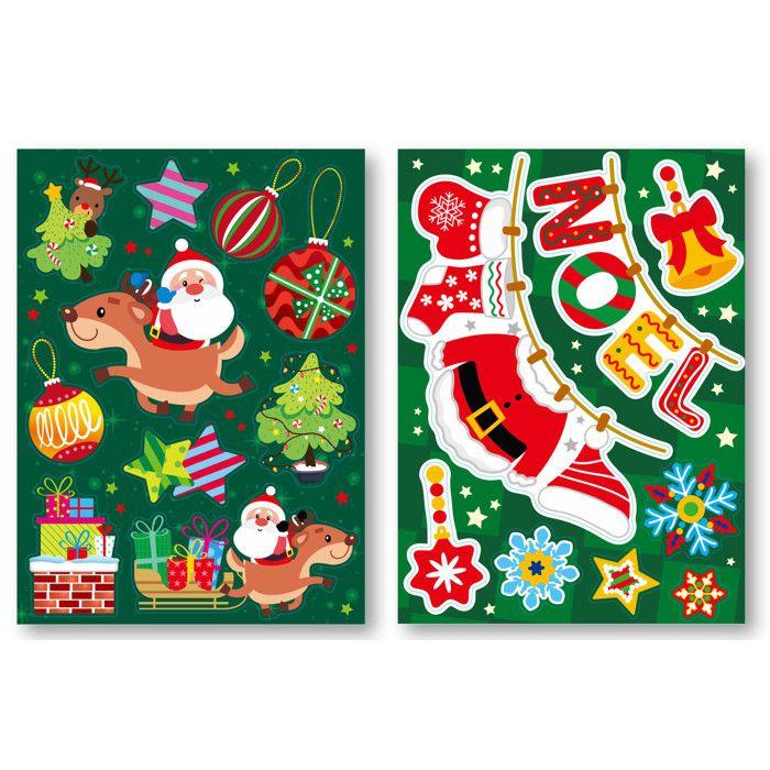 MégaCréa DIY - Déco de Noël fenêtre Stickers vitrostatiques 18 pièces