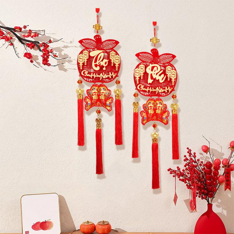 1PC Tassel Pendant 2025 Non Woven Hangings Traditional Vietnamese Fu Character Pendant Spring Festival 26X95CM