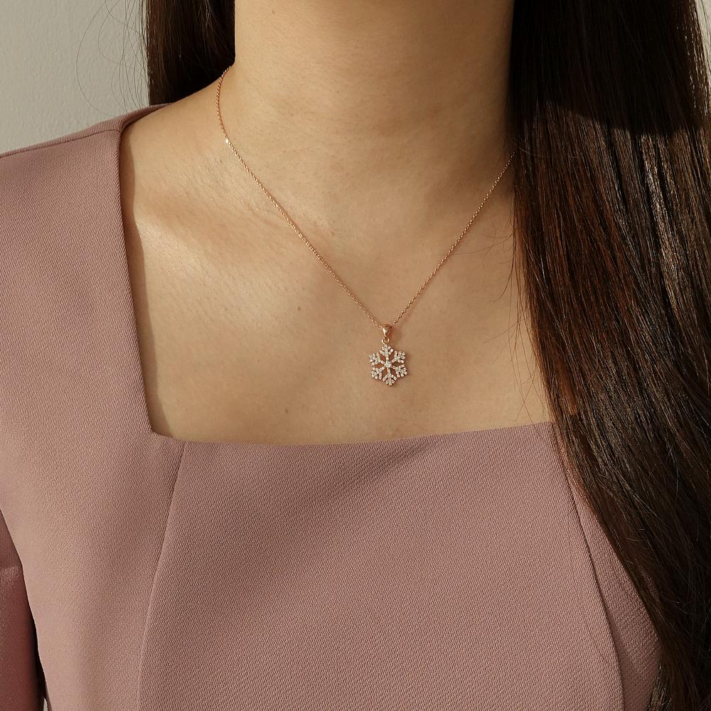 Монография Снежное Ожерелье Mgnl0355 Позолоченное 14K Золотом (Розовое золото)