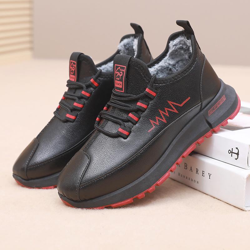 Женские зимние кроссовки на подкладке из искусственного меха, уличные противоскользящие теплые спортивные туфли на шнуровке, повседневные легкие кроссовки на флисовой подкладке для женщин