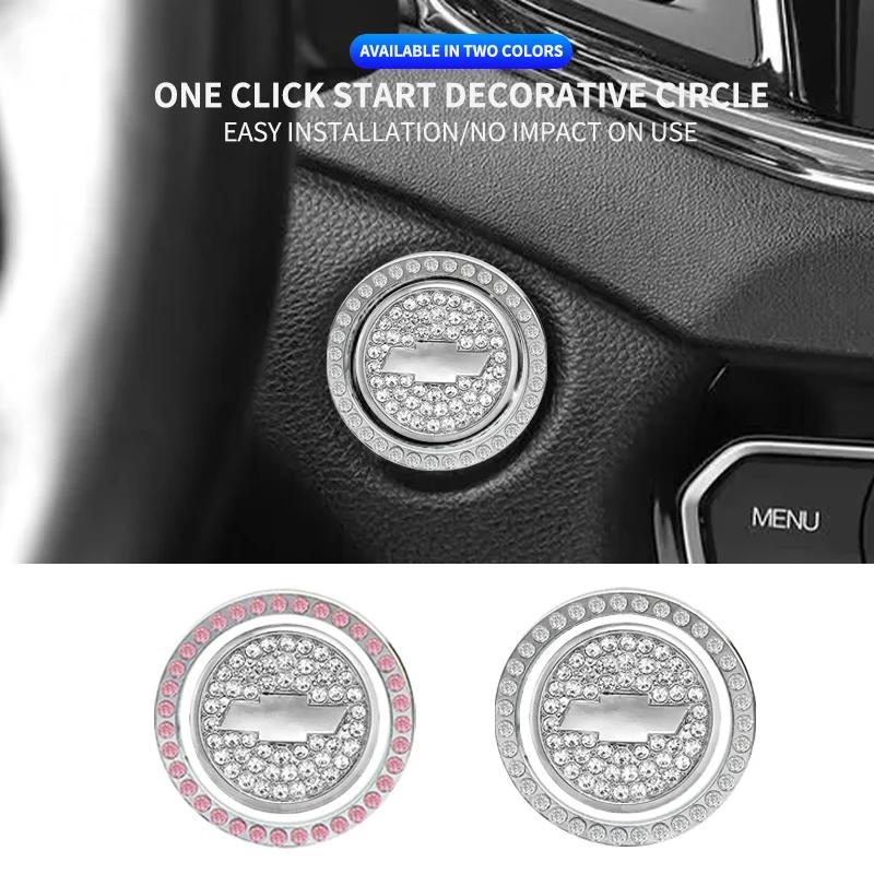 Car Start Switch Button Auto Decorative Diamond Stickers for Chevrolet Silverado Impala Malibu Equinox Cruze Camaro Blazer Aveo