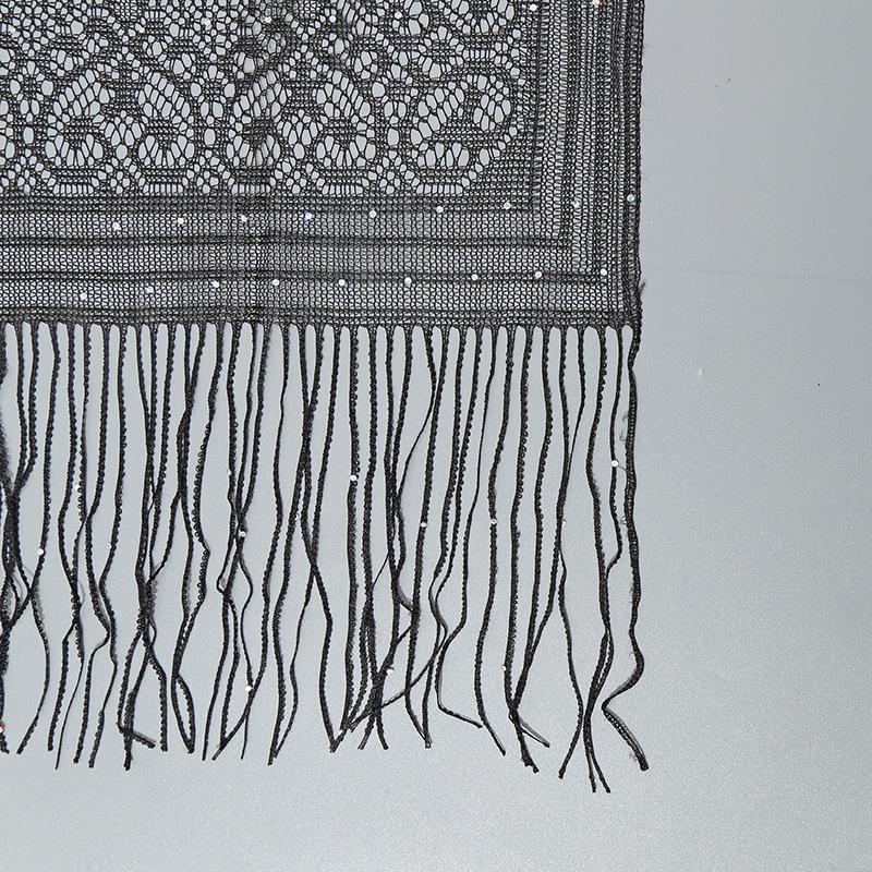 Женские летние шали-накидки с пайетками и бахромой, длинные шарфы, тонкие ажурные накидки для путешествий, солнцезащитные накидки, элегантные типеты, столы