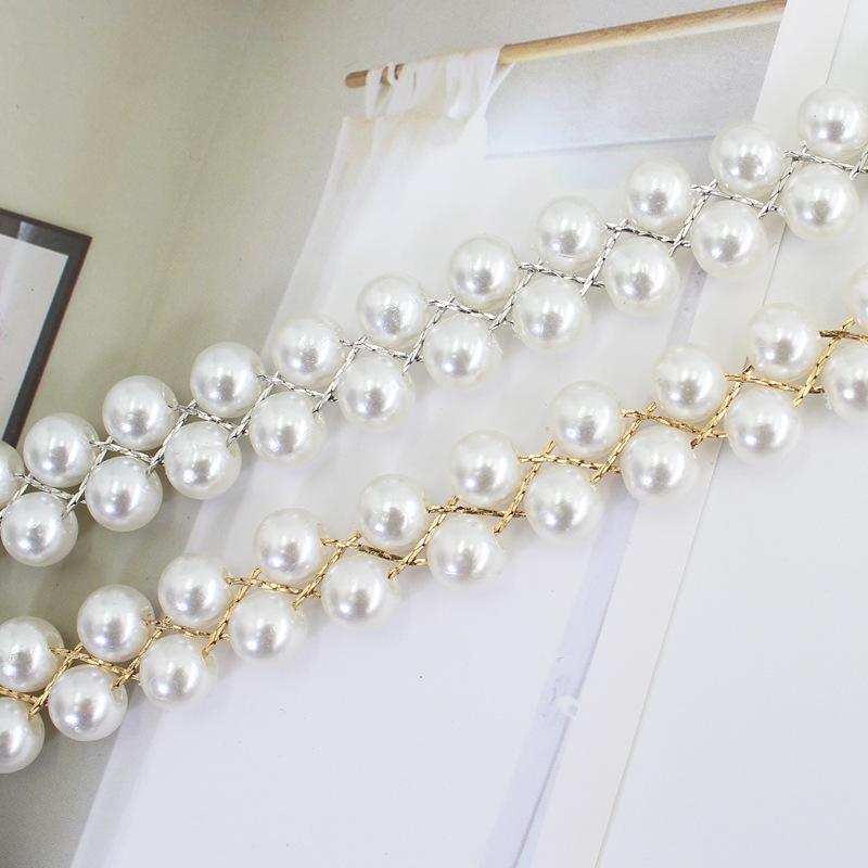 Регулировка крючком Жемчужная поясная цепочка Женская декоративная поясная цепочка для платья Маленький ароматный ветер Тонкий ремень Сладкая цепочка 2 цвета на выбор